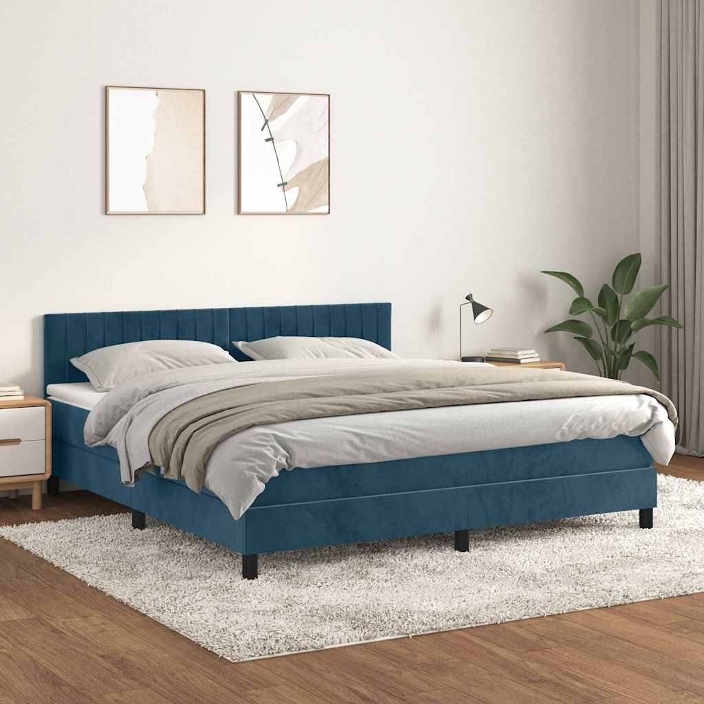 Boxspring met matras fluweel donkerblauw 180x200 cm is nu te koop bij PeponiXL, paradijselijk wonen!