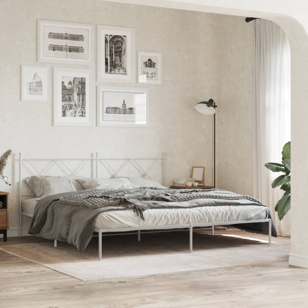 Bedframe met hoofdbord metaal wit 180x200 cm is nu te koop bij PeponiXL, paradijselijk wonen!
