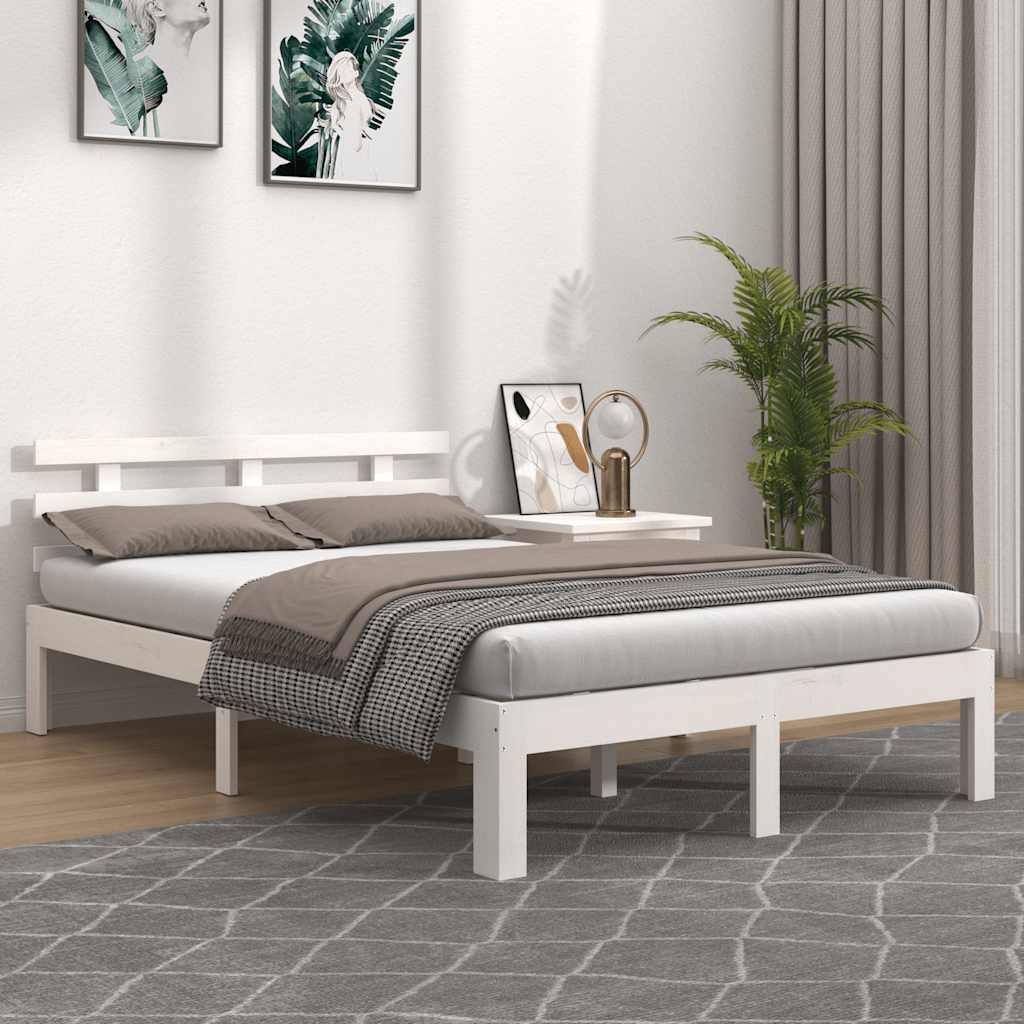 Bedframe massief hout wit 200x200 cm is nu te koop bij PeponiXL, paradijselijk wonen!