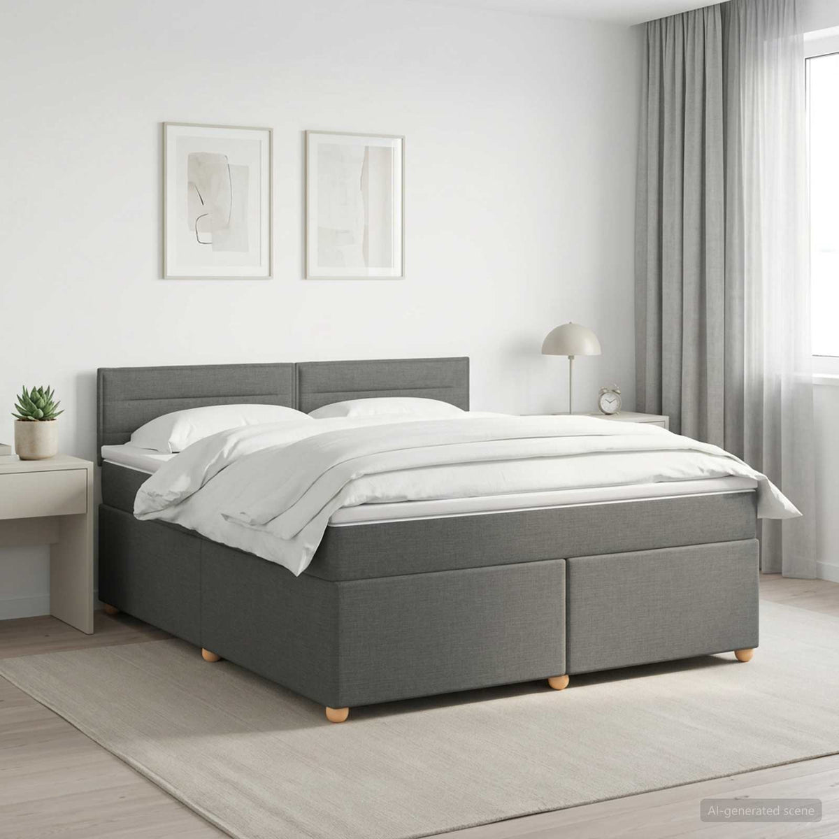 Boxspringbed met matras Donkergrijs 180 x 200 cm Stof is nu te koop bij PeponiXL, paradijselijk wonen!