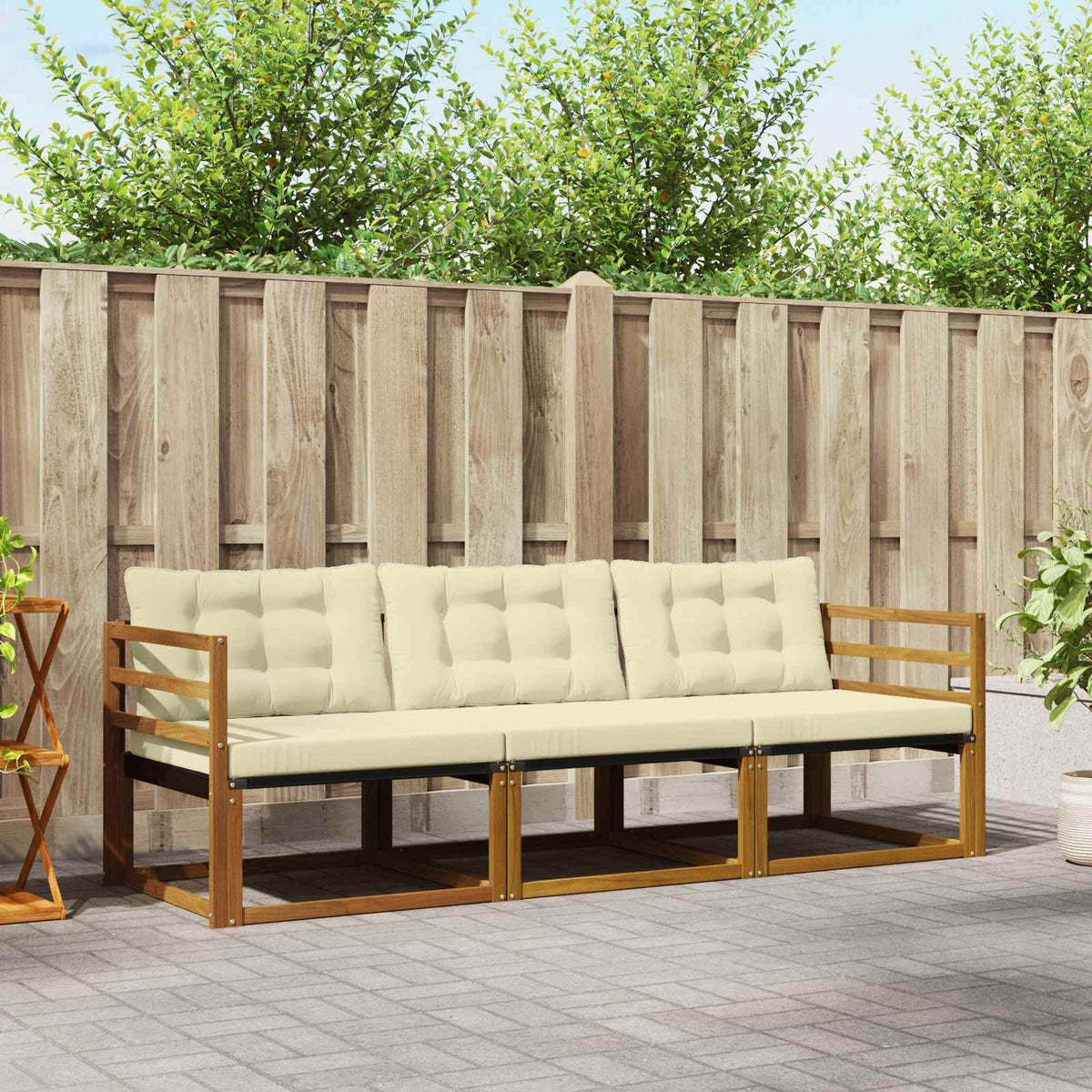 Buiten bankenset met kussen 3 pcs Natuurlijk en Crème is nu te koop bij PeponiXL, paradijselijk wonen!