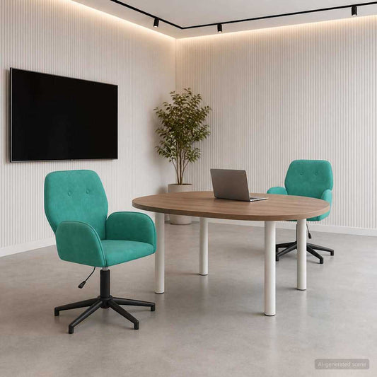 Draaiende Bureaustoelen 2 st 54 x 55 x 90 cm Turquoise fluweel is nu te koop bij PeponiXL, paradijselijk wonen!