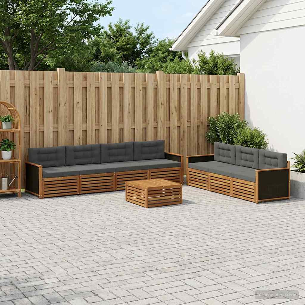 Buiten bankenset 8 pcs Natuurlijk en Antraciet 79 x 79 x 37 cm is nu te koop bij PeponiXL, paradijselijk wonen!