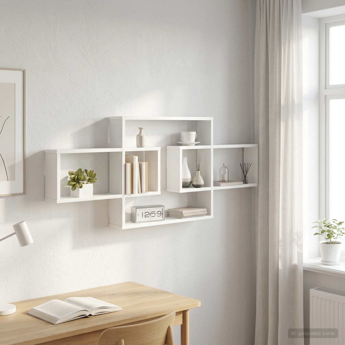 Wandplank Wit 130 x 10 x 50 cm Bewerkt hout is nu te koop bij PeponiXL, paradijselijk wonen!