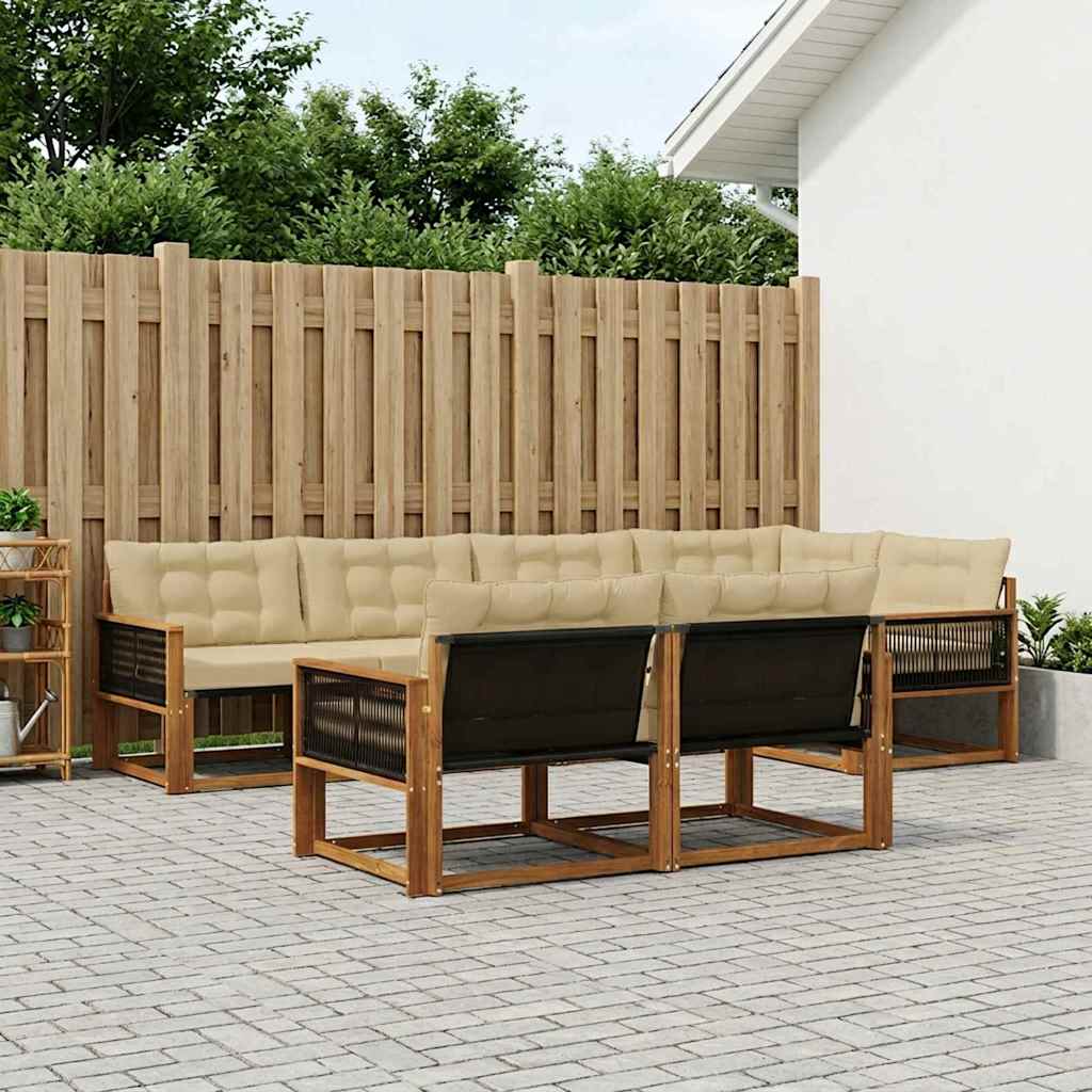 Buiten bankenset met kussen 7 pcs Natuurlijk en Beige is nu te koop bij PeponiXL, paradijselijk wonen!