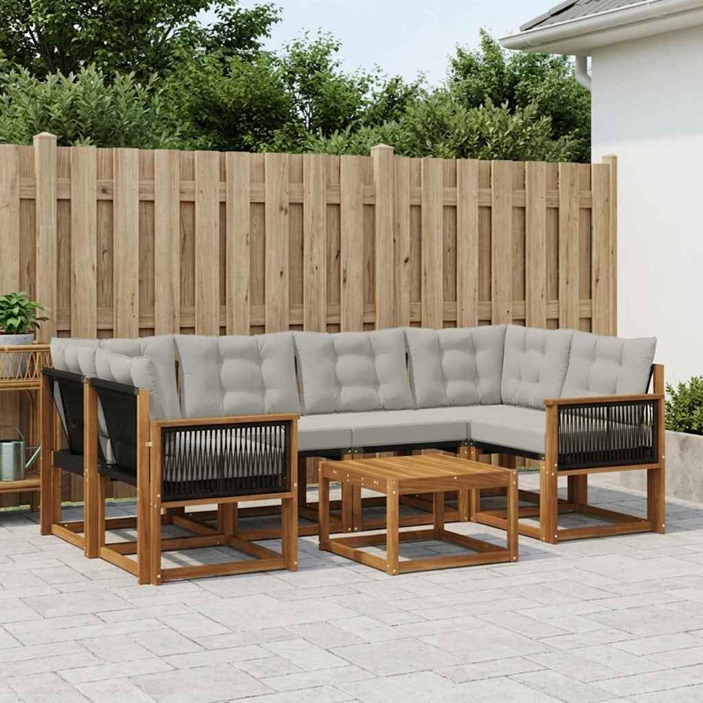 Buiten bankenset met kussen 7 pcs Naturel en lichtgrijs is nu te koop bij PeponiXL, paradijselijk wonen!