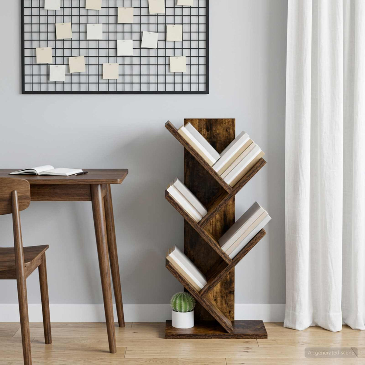 Boom Boekenkast 4-Tier 30 x 18 x 60 cm Bewerkt hout is nu te koop bij PeponiXL, paradijselijk wonen!