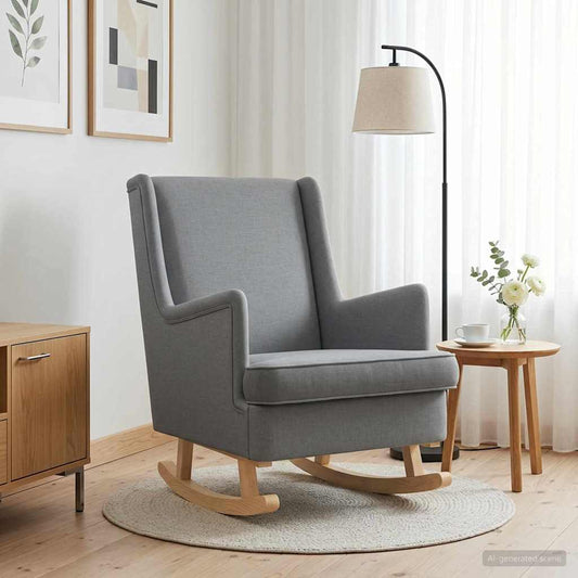 Schommelstoel Lichtgrijs 62 x 80 x 85 cm Stof is nu te koop bij PeponiXL, paradijselijk wonen!