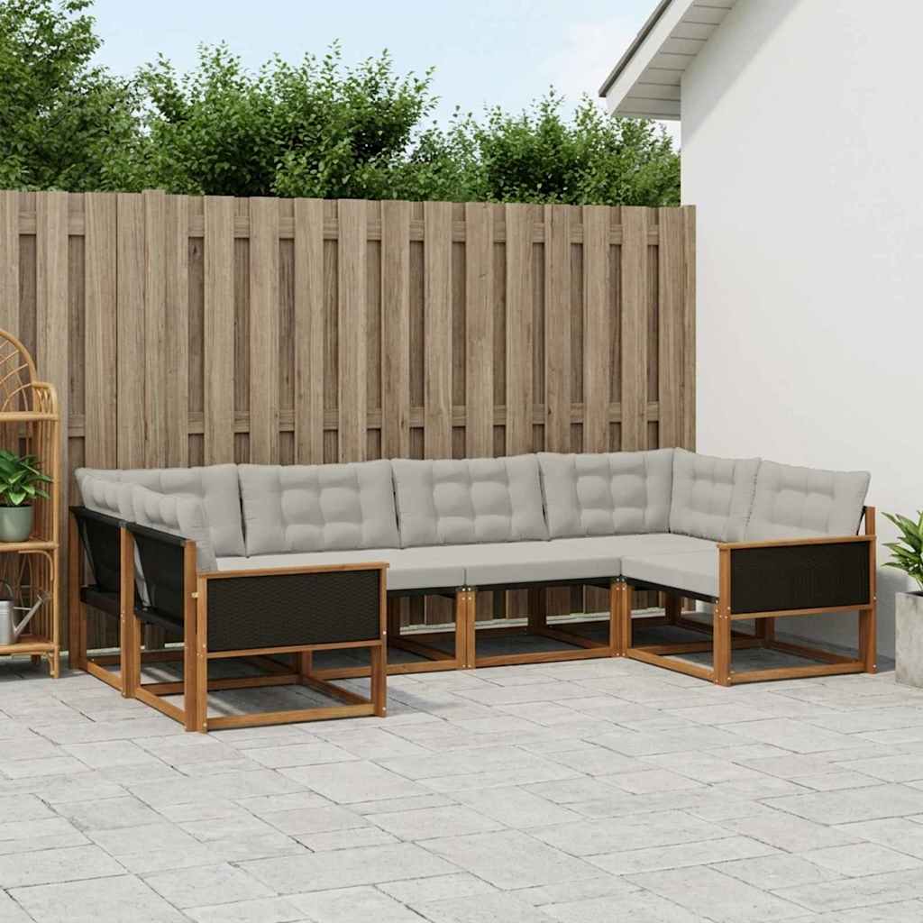 Buiten bankenset met kussen 6 pcs Naturel en lichtgrijs is nu te koop bij PeponiXL, paradijselijk wonen!