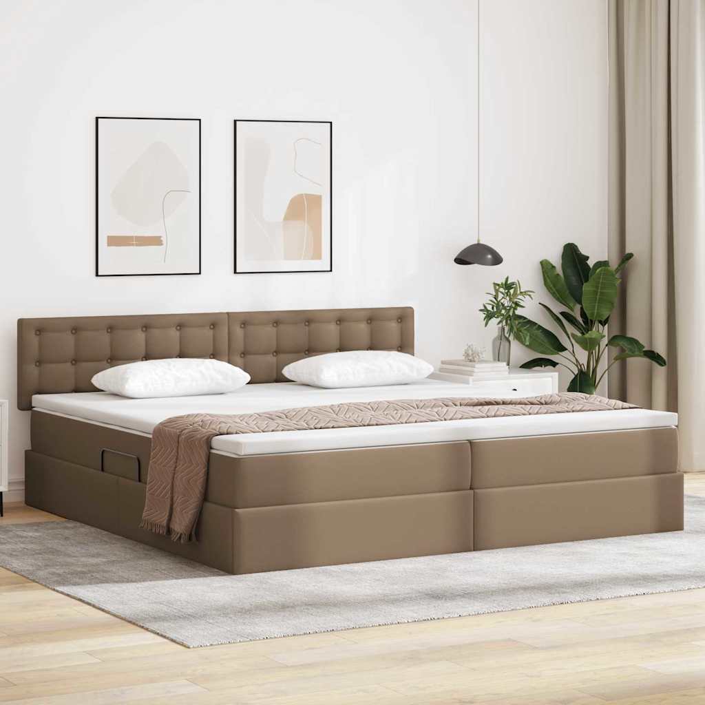 Opslag bed met matras Cappuccino 200 x 200 cm Nep Leer is nu te koop bij PeponiXL, paradijselijk wonen!