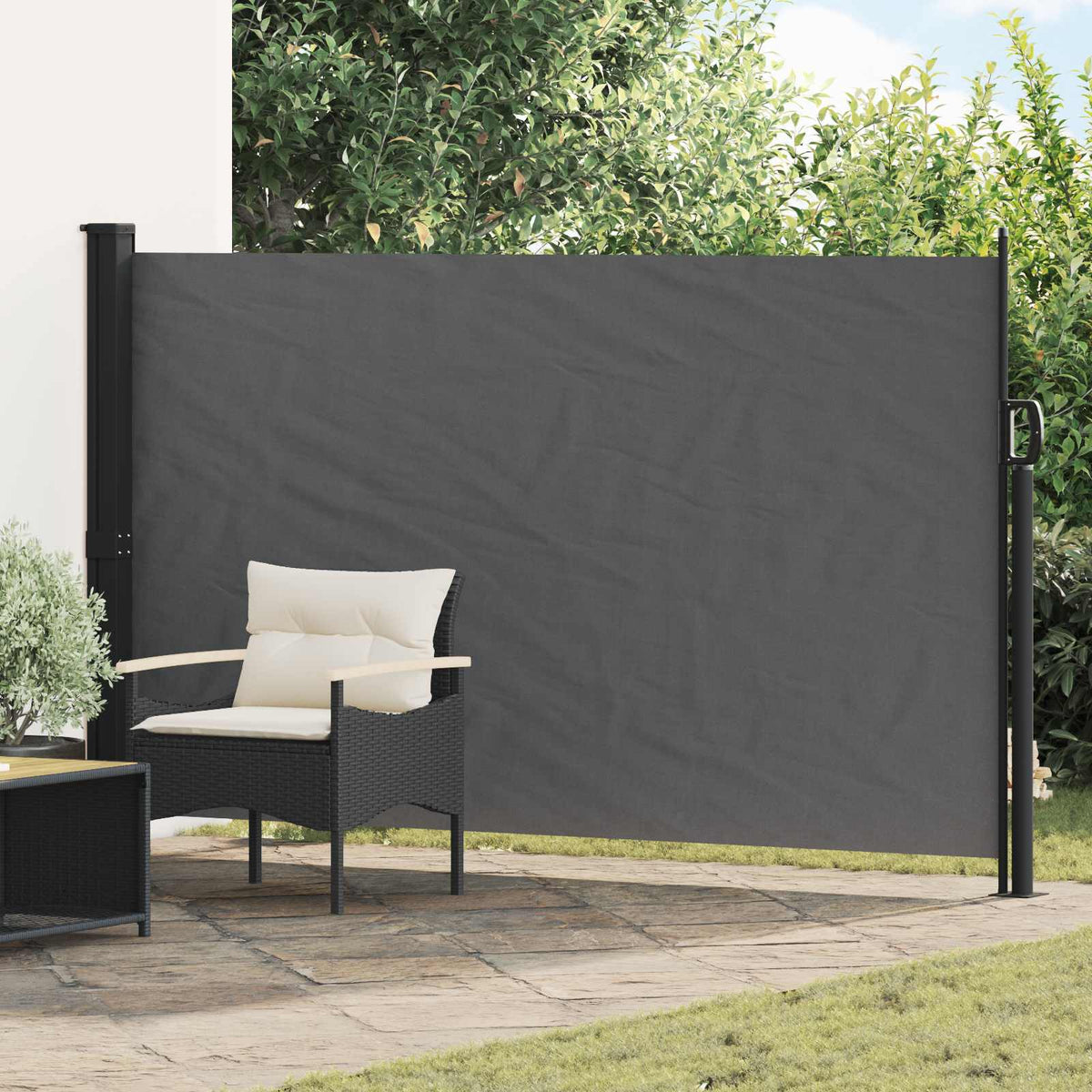 Uittrekbaar Zijscherm Antracietkleurig 300 x 170 cm Polyester is nu te koop bij PeponiXL, paradijselijk wonen!