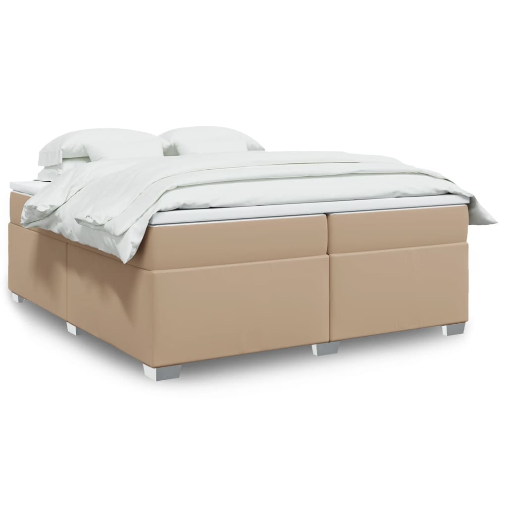 Boxspring met matras kunstleer cappuccinokleurig 200x200 cm is nu te koop bij PeponiXL, paradijselijk wonen!