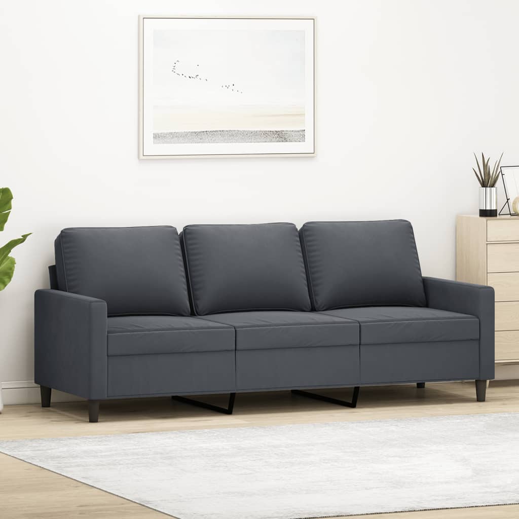 Driezitsbank 180 cm fluweel donkergrijs is nu te koop bij PeponiXL, paradijselijk wonen!