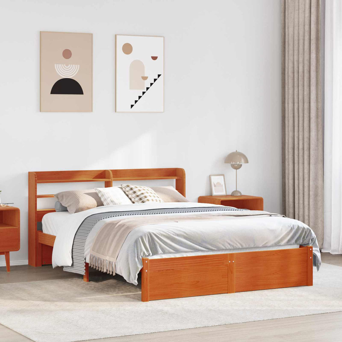 Bedframe met hoofdeinde 2 pcs Wasbruin Massief Vurenhout is nu te koop bij PeponiXL, paradijselijk wonen!