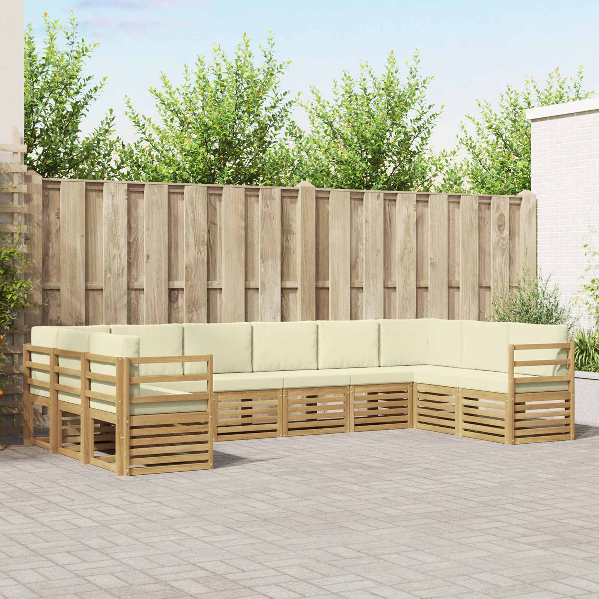 Buiten bankenset 10 pcs Wit en crèmekleurig Polyester is nu te koop bij PeponiXL, paradijselijk wonen!