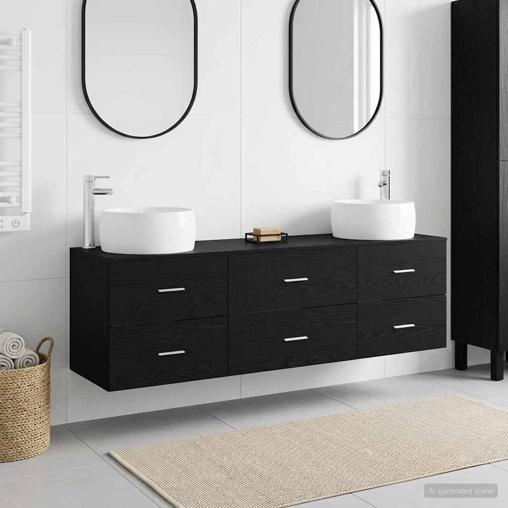 Badkamermeubelset 3 st Zwart 49,5 x 44,5 x 66 cm Bewerkt hout is nu te koop bij PeponiXL, paradijselijk wonen!