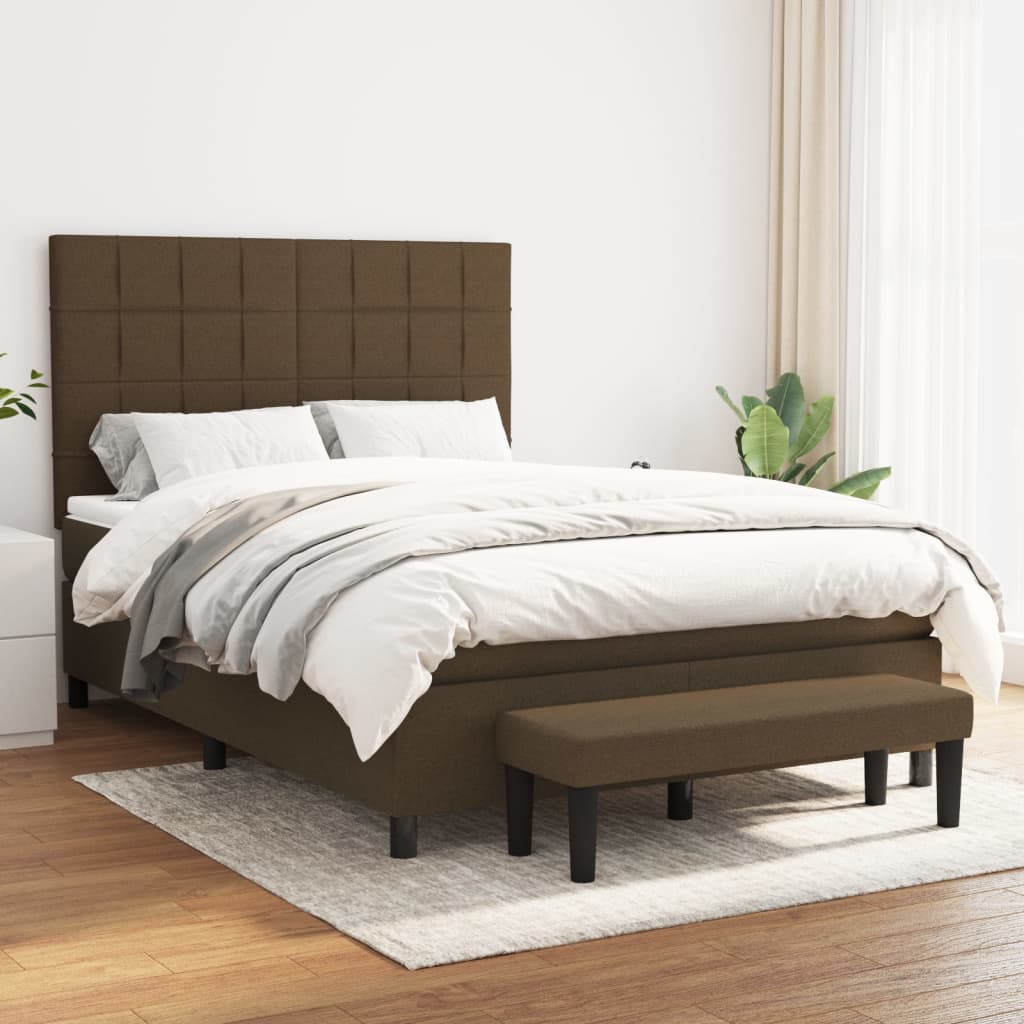 Boxspring met matras stof donkerbruin 140x190 cm is nu te koop bij PeponiXL, paradijselijk wonen!