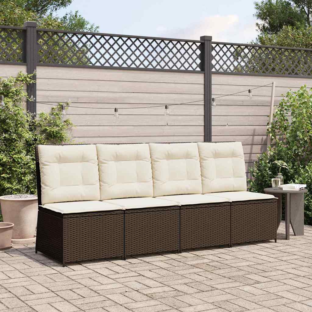 Tuinbank met kussen Zwart en Cream Wit poly rattan is nu te koop bij PeponiXL, paradijselijk wonen!