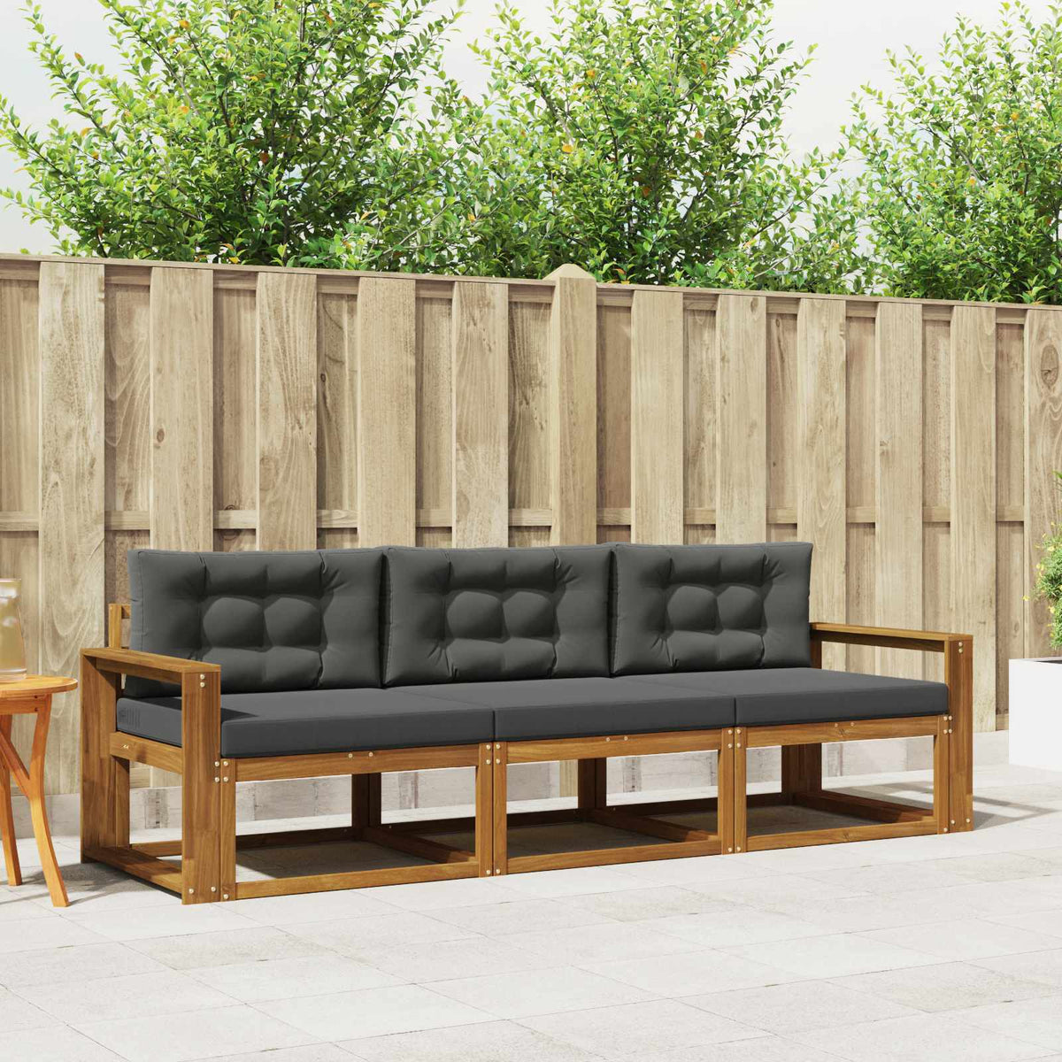 Buiten bankenset met kussen 3 pcs Natuurlijk en Antraciet is nu te koop bij PeponiXL, paradijselijk wonen!