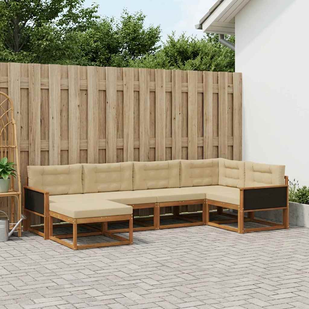 Buiten bankenset met kussen 6 pcs Natuurlijk en Beige is nu te koop bij PeponiXL, paradijselijk wonen!