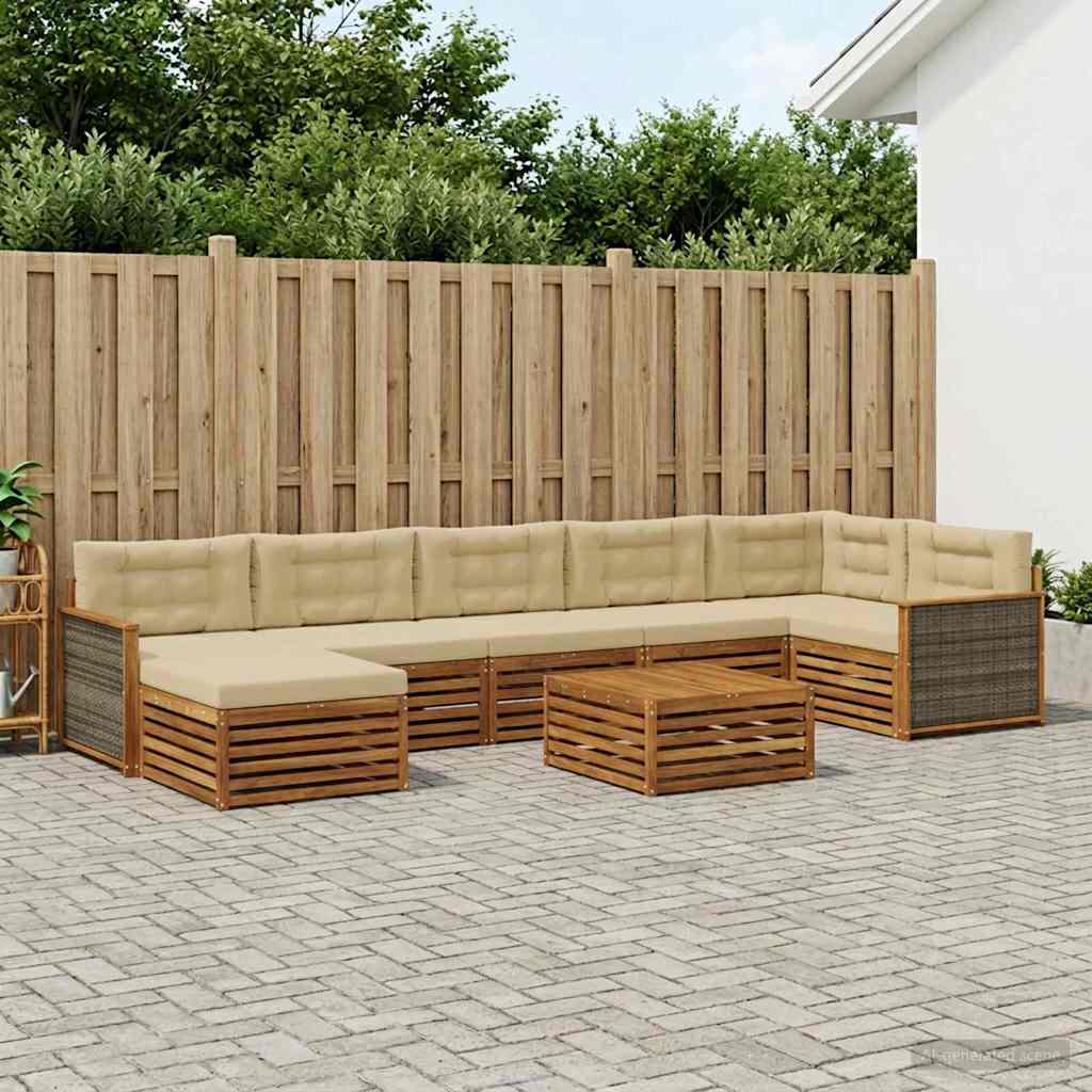 Buiten bankenset 8 pcs Natuurlijk en Beige is nu te koop bij PeponiXL, paradijselijk wonen!