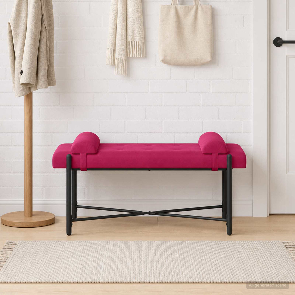 Knop-gestept Bankje met Kussens Wijnrood 110 x 40 x 46 cm is nu te koop bij PeponiXL, paradijselijk wonen!