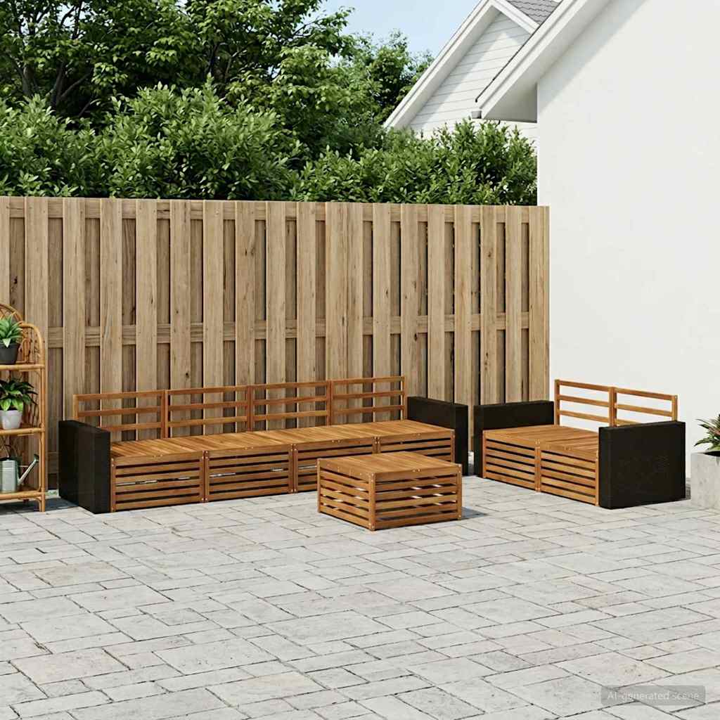 Buiten bankenset 7 pcs Naturel Massief Acaciahout is nu te koop bij PeponiXL, paradijselijk wonen!