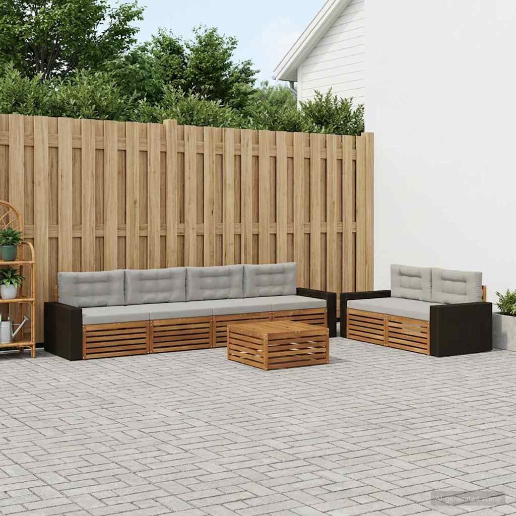 Buiten bankenset 7 pcs Naturel en lichtgrijs Polyester is nu te koop bij PeponiXL, paradijselijk wonen!