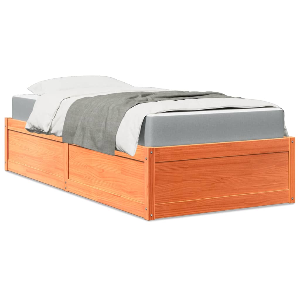 Bed met matras massief grenenhout wasbruin 90x190 cm is nu te koop bij PeponiXL, paradijselijk wonen!