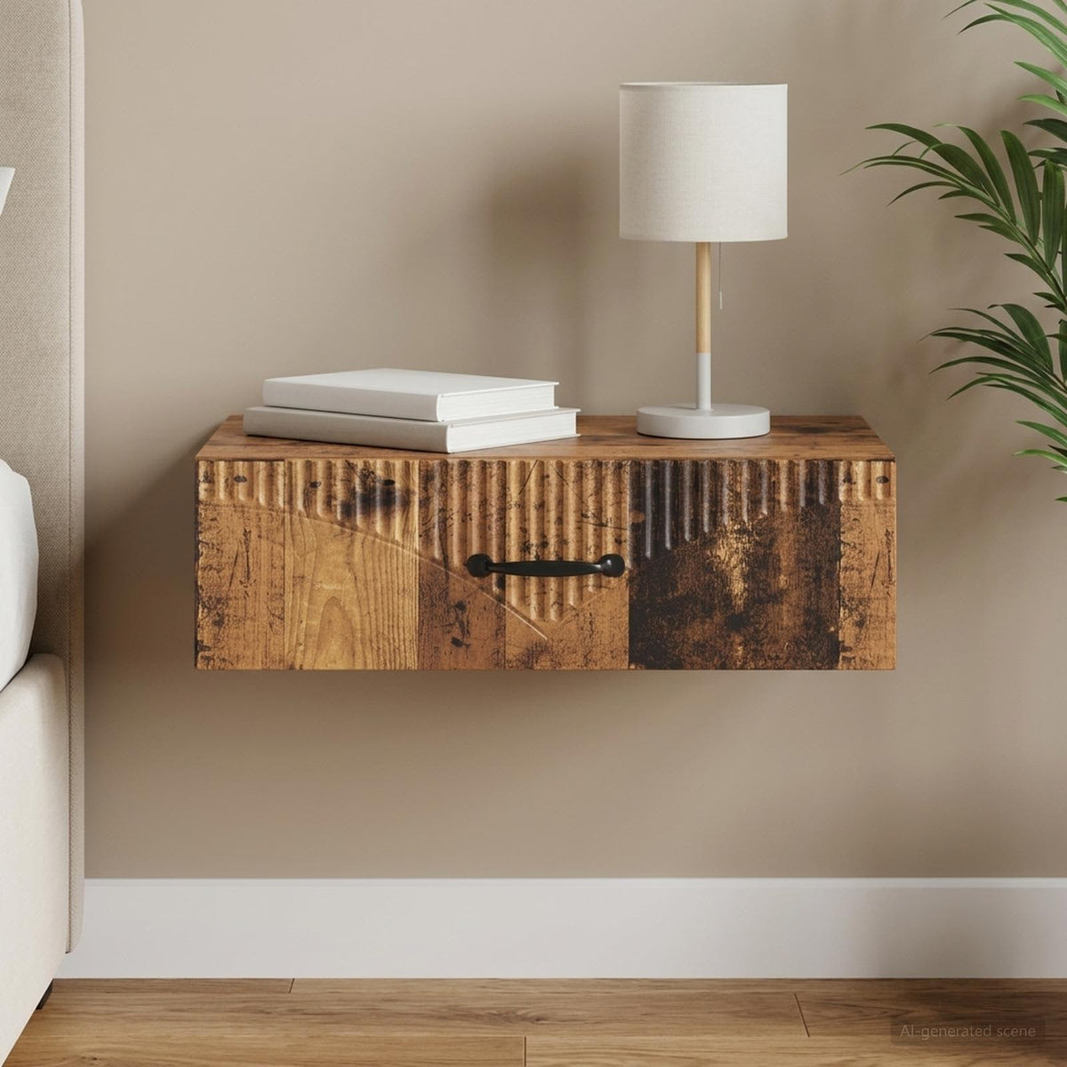 Wandmontage Zijtafel Oud hout 59 x 34,5 x 17 cm Bewerkt hout is nu te koop bij PeponiXL, paradijselijk wonen!