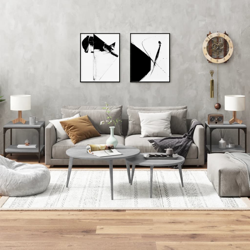 Bijzettafels 2 st 40x40x40 cm bewerkt hout grijs sonoma eiken is nu te koop bij PeponiXL, paradijselijk wonen!