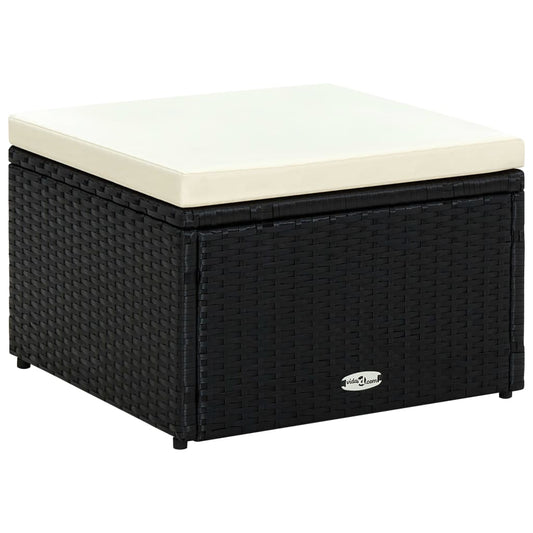 Voetenbank/poef zwart 53x53x30 cm poly rattan is nu te koop bij PeponiXL, paradijselijk wonen!