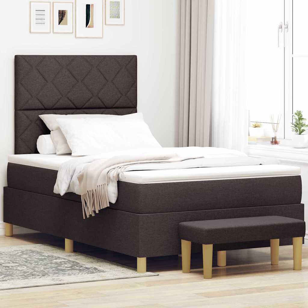 Boxspring bed met hoofdeinde Donkerbruin 190 x 120 cm Stof is nu te koop bij PeponiXL, paradijselijk wonen!