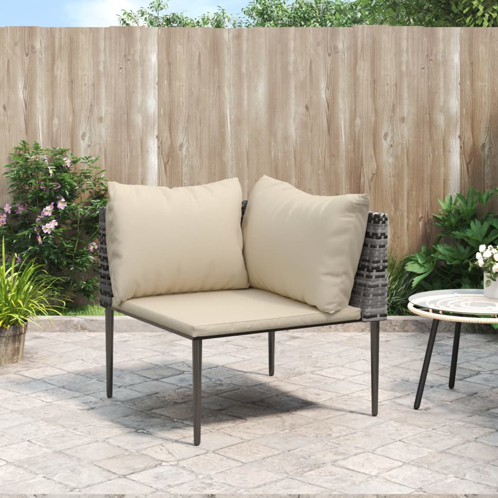 Tuinhoekbank met kussens poly rattan grijs is nu te koop bij PeponiXL, paradijselijk wonen!