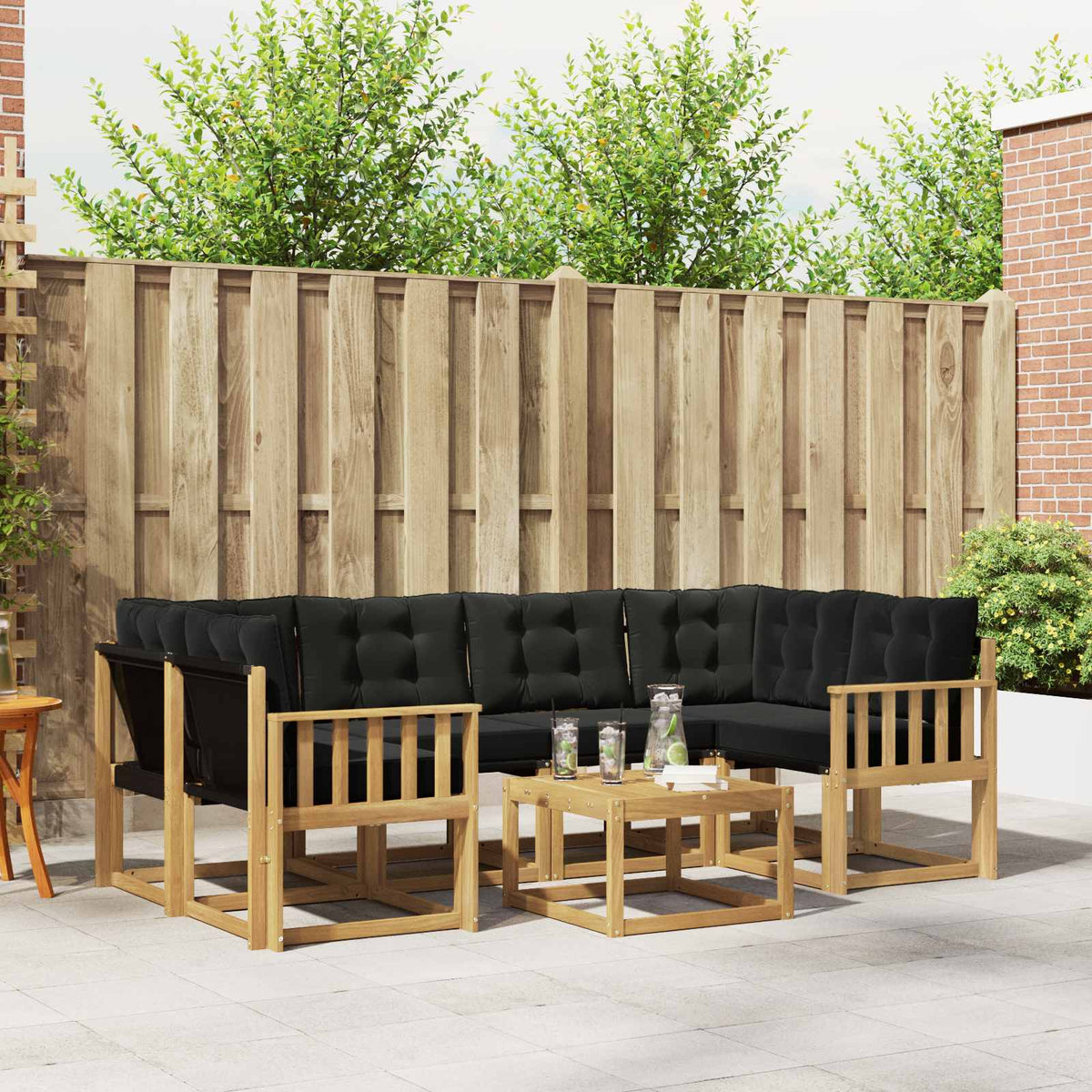 Buiten bankenset 7 pcs Massief Acaciahout en Textilene is nu te koop bij PeponiXL, paradijselijk wonen!