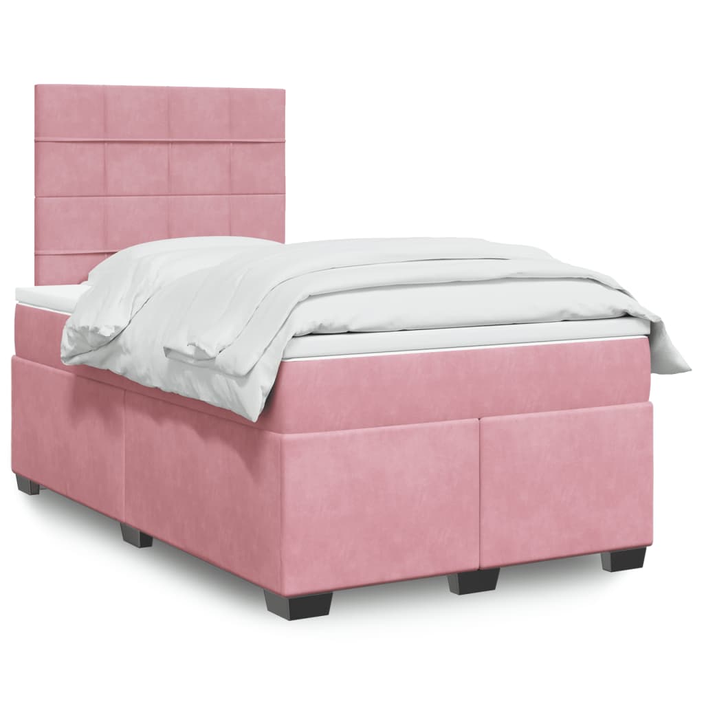 Boxspring met matras fluweel roze 120x200 cm is nu te koop bij PeponiXL, paradijselijk wonen!
