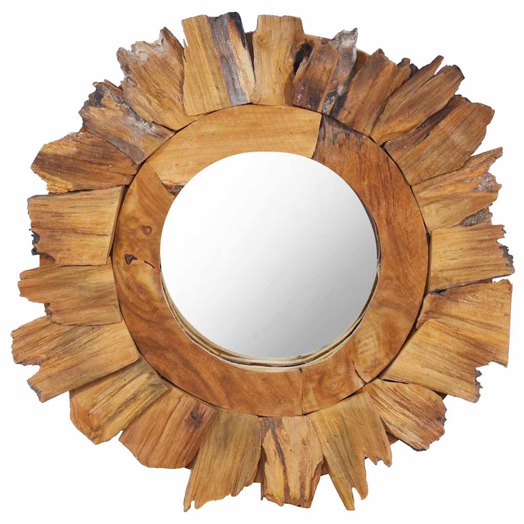 Wandspiegel rond 40 cm teakhout is nu te koop bij PeponiXL, paradijselijk wonen!