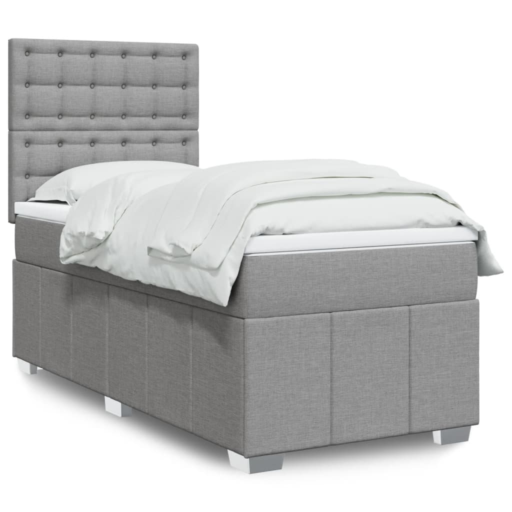 Boxspring met matras stof lichtgrijs 80x200 cm is nu te koop bij PeponiXL, paradijselijk wonen!