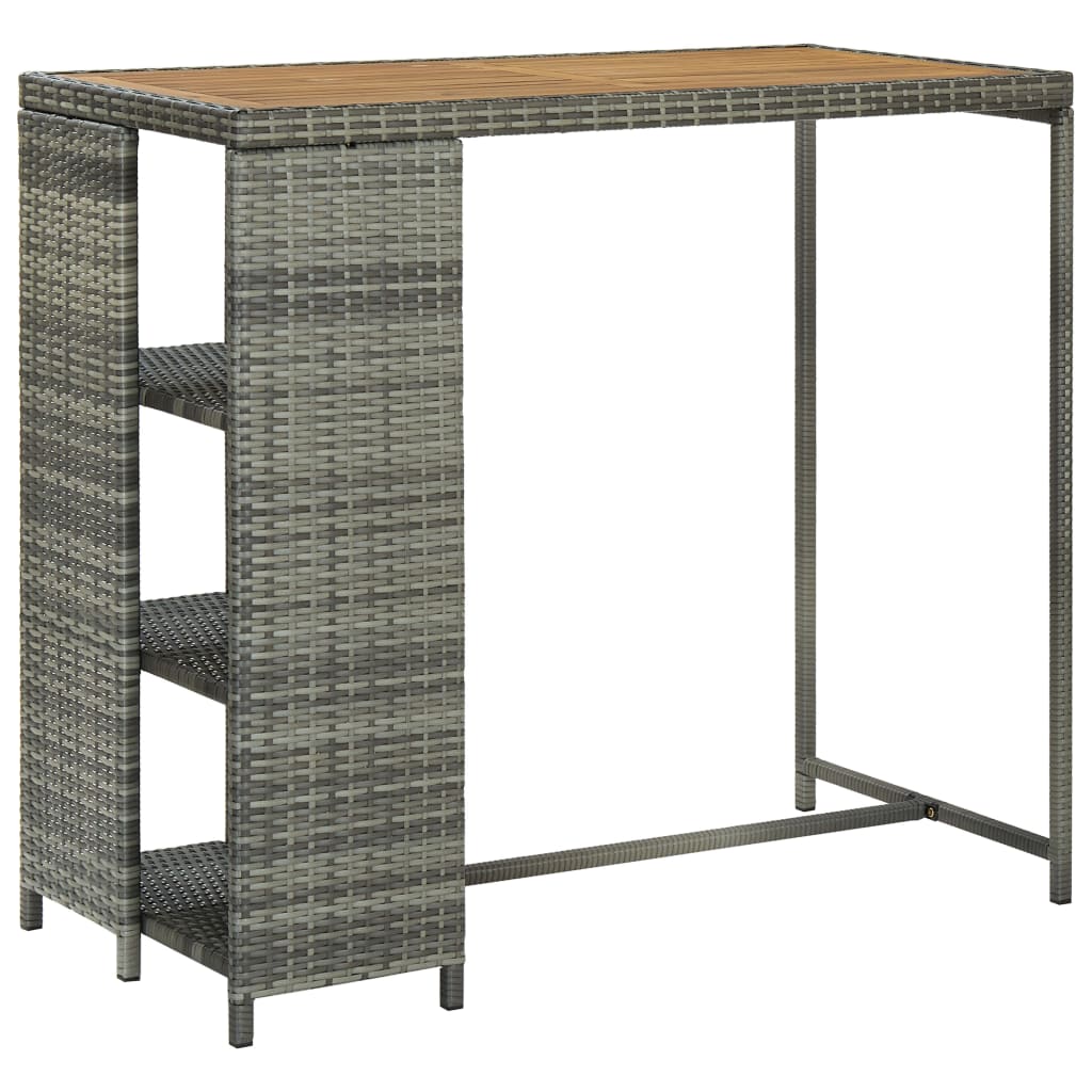 Bartafel met opbergrek 120x60x110 cm poly rattan grijs is nu te koop bij PeponiXL, paradijselijk wonen!