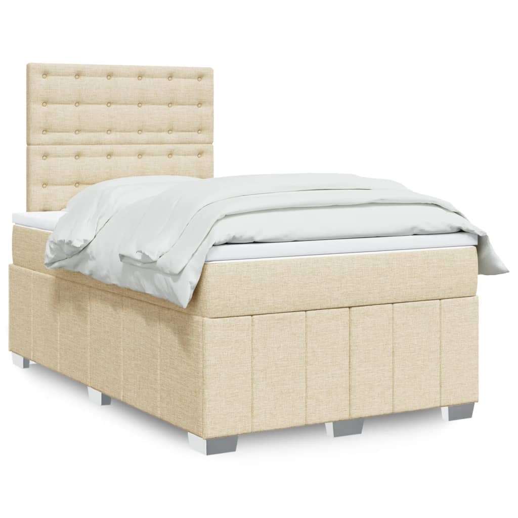 Boxspring met matras stof crèmekleurig 120x190 cm is nu te koop bij PeponiXL, paradijselijk wonen!