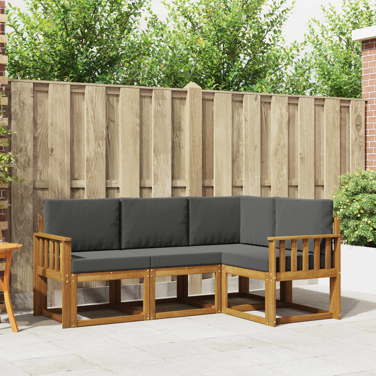 Buiten bankenset met kussen 4 pcs Natuurlijk en Antraciet is nu te koop bij PeponiXL, paradijselijk wonen!