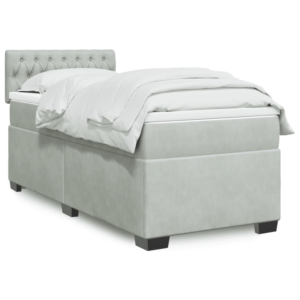Boxspring met matras fluweel lichtgrijs 100x200 cm is nu te koop bij PeponiXL, paradijselijk wonen!