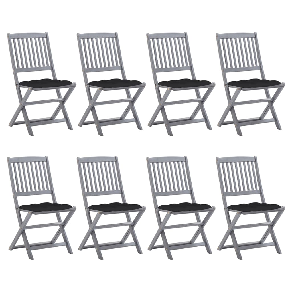 Tuinstoelen 8 st inklapbaar met kussens massief acaciahout is nu te koop bij PeponiXL, paradijselijk wonen!