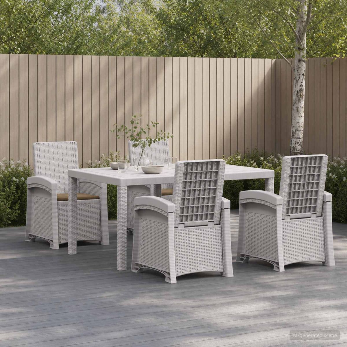 Tuin eettafelset 5 st Wit en Taupe PP is nu te koop bij PeponiXL, paradijselijk wonen!