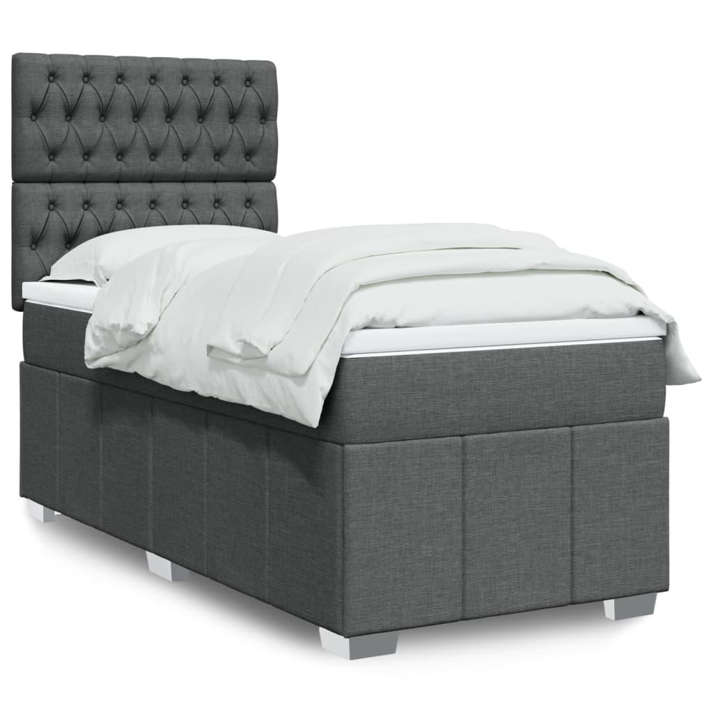 Boxspring met matras stof donkergrijs 80x200 cm is nu te koop bij PeponiXL, paradijselijk wonen!