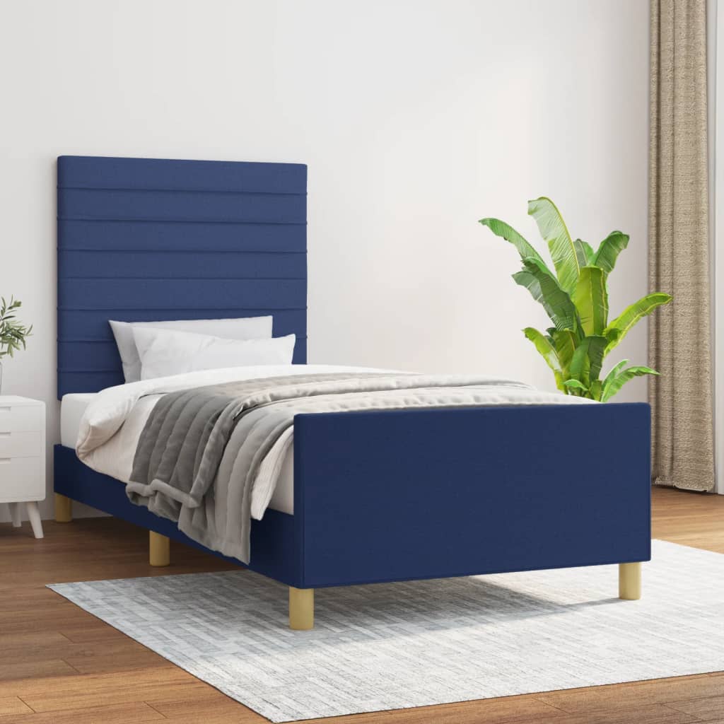 Bedframe zonder matras 90x190 cm stof blauw is nu te koop bij PeponiXL, paradijselijk wonen!