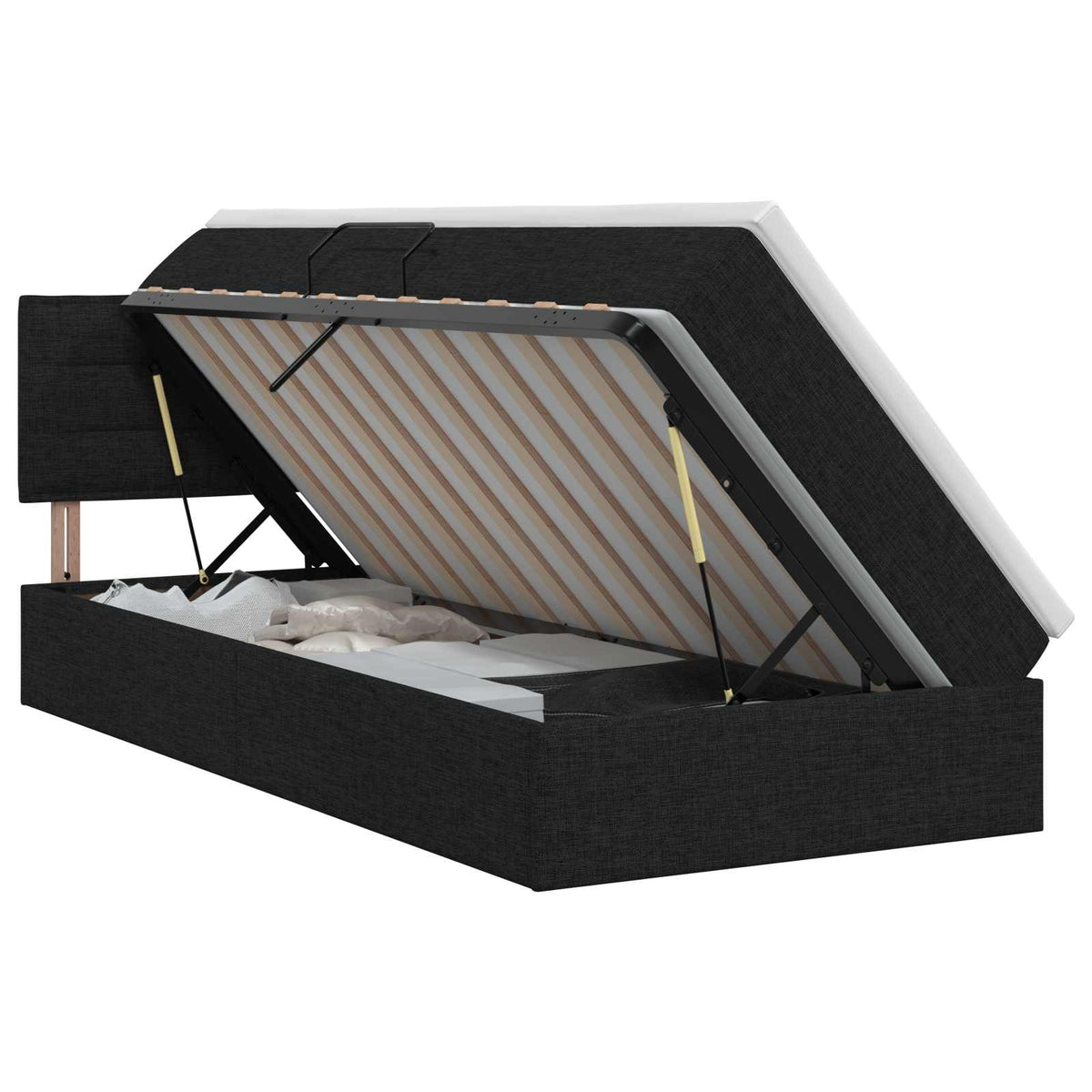 Opbergbed met matras met hoofdeinde Zwart 100 x 200 cm fluweel is nu te koop bij PeponiXL, paradijselijk wonen!