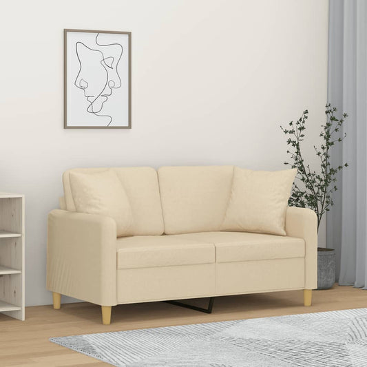 Tweezitsbank met sierkussens 120 cm stof crèmekleurig is nu te koop bij PeponiXL, paradijselijk wonen!