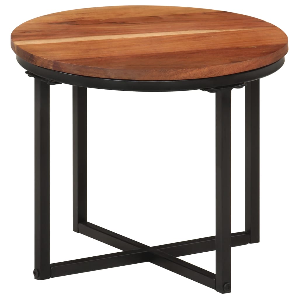 Salontafel 35x35x30 cm massief acaciahout en ijzer is nu te koop bij PeponiXL, paradijselijk wonen!
