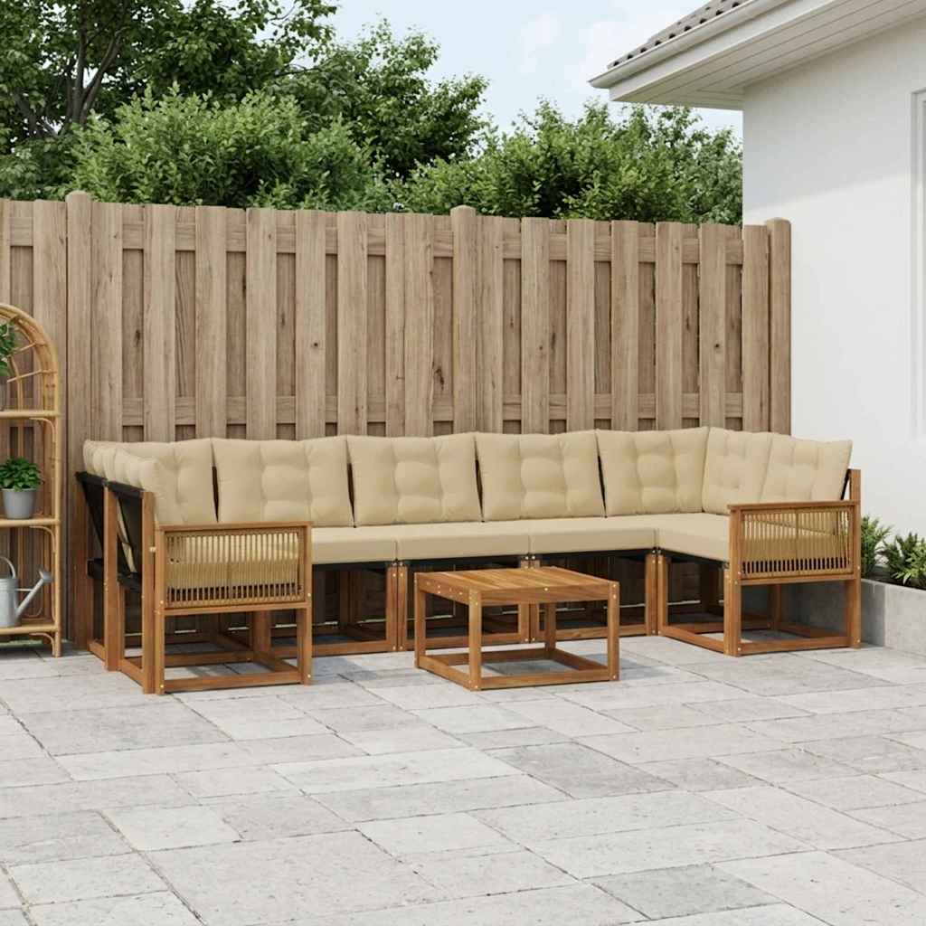 Buiten bankenset met kussen 8 pcs Natuurlijk en Beige is nu te koop bij PeponiXL, paradijselijk wonen!